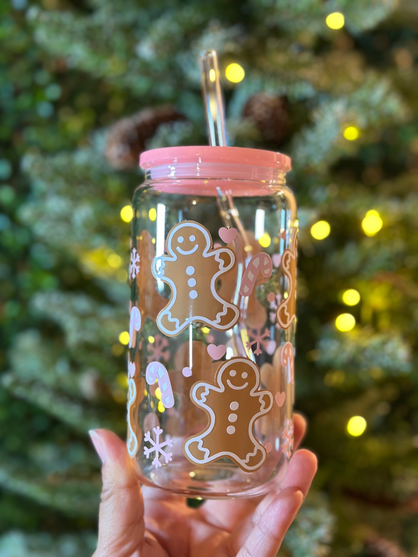 Pink Gingerbread Glass Cup