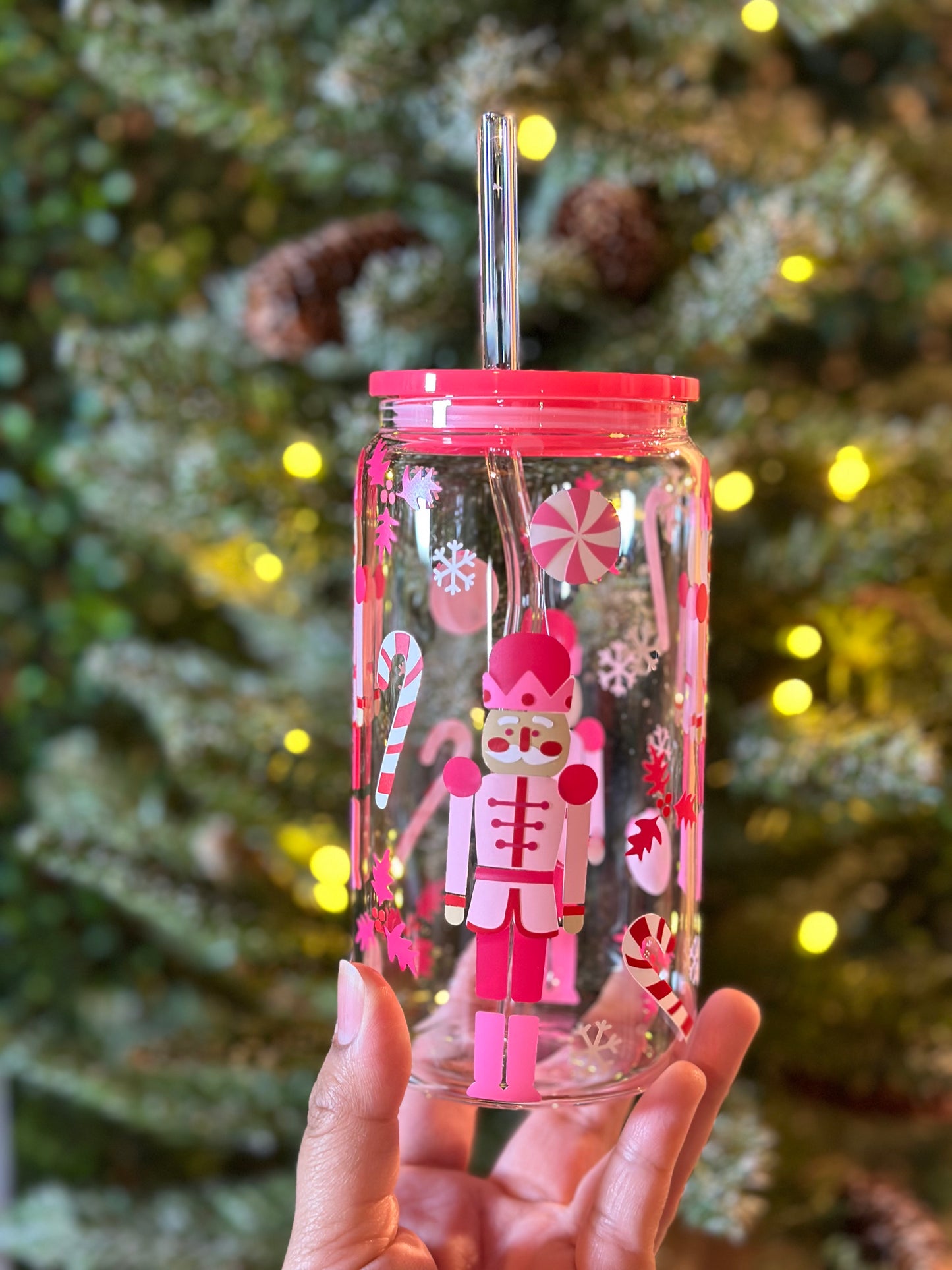 Christmas Pink Nutcracker Glass Cup