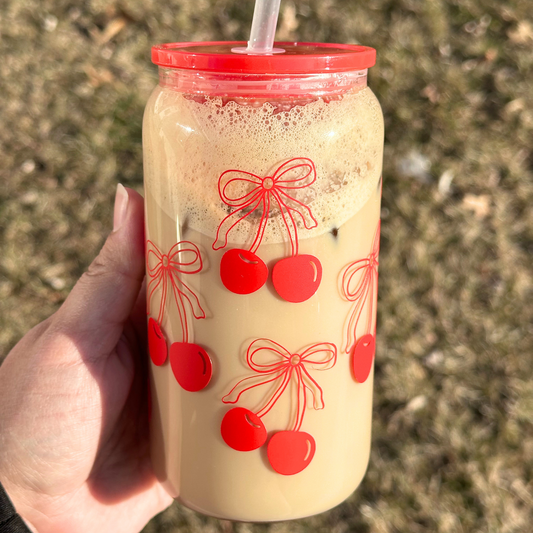 Cherry coquette 16oz Glass Cup
