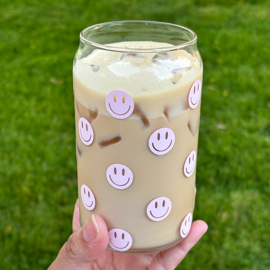 Smiley Face Glass Can