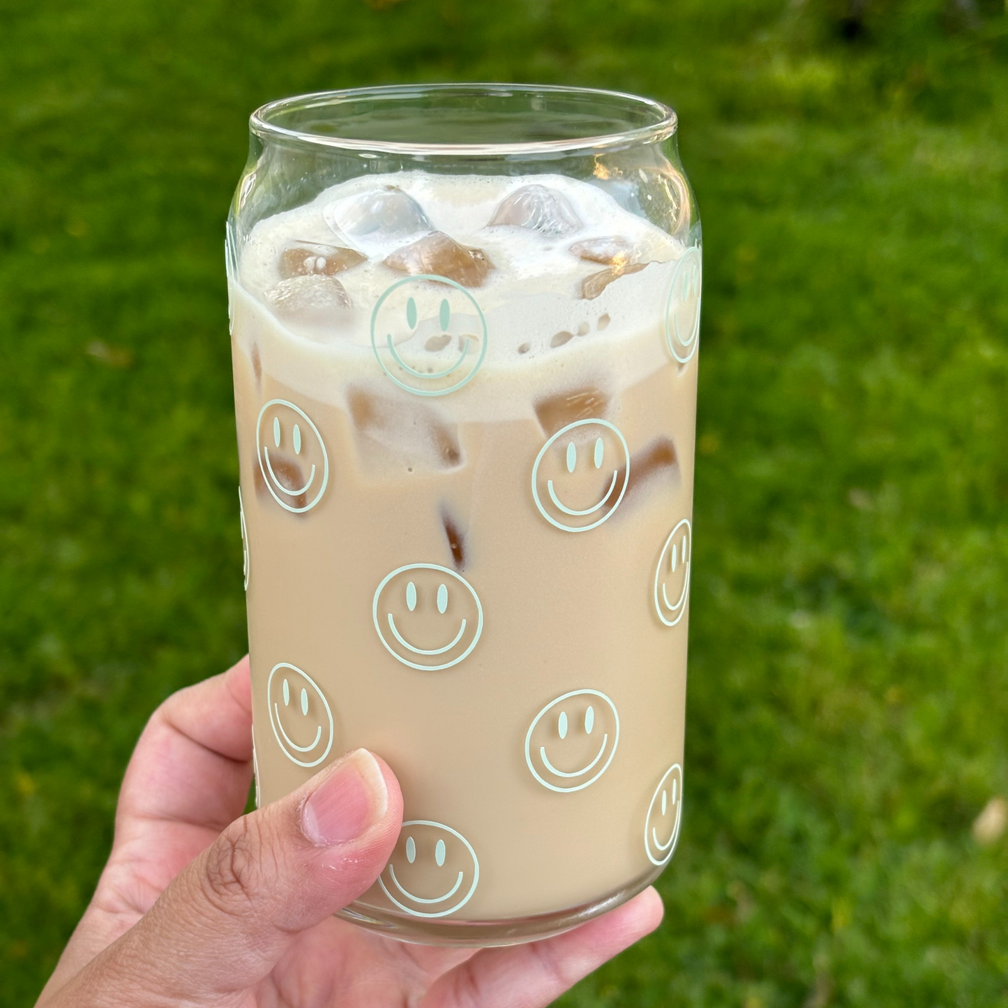 Smiley Face Glass Can