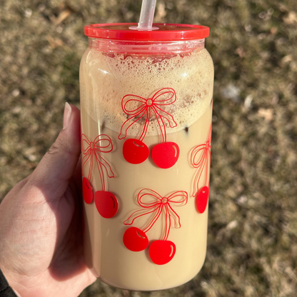 Cherry coquette 16oz Glass Cup