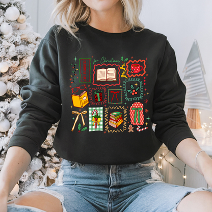 Bookish Christmas Doodles Crewneck