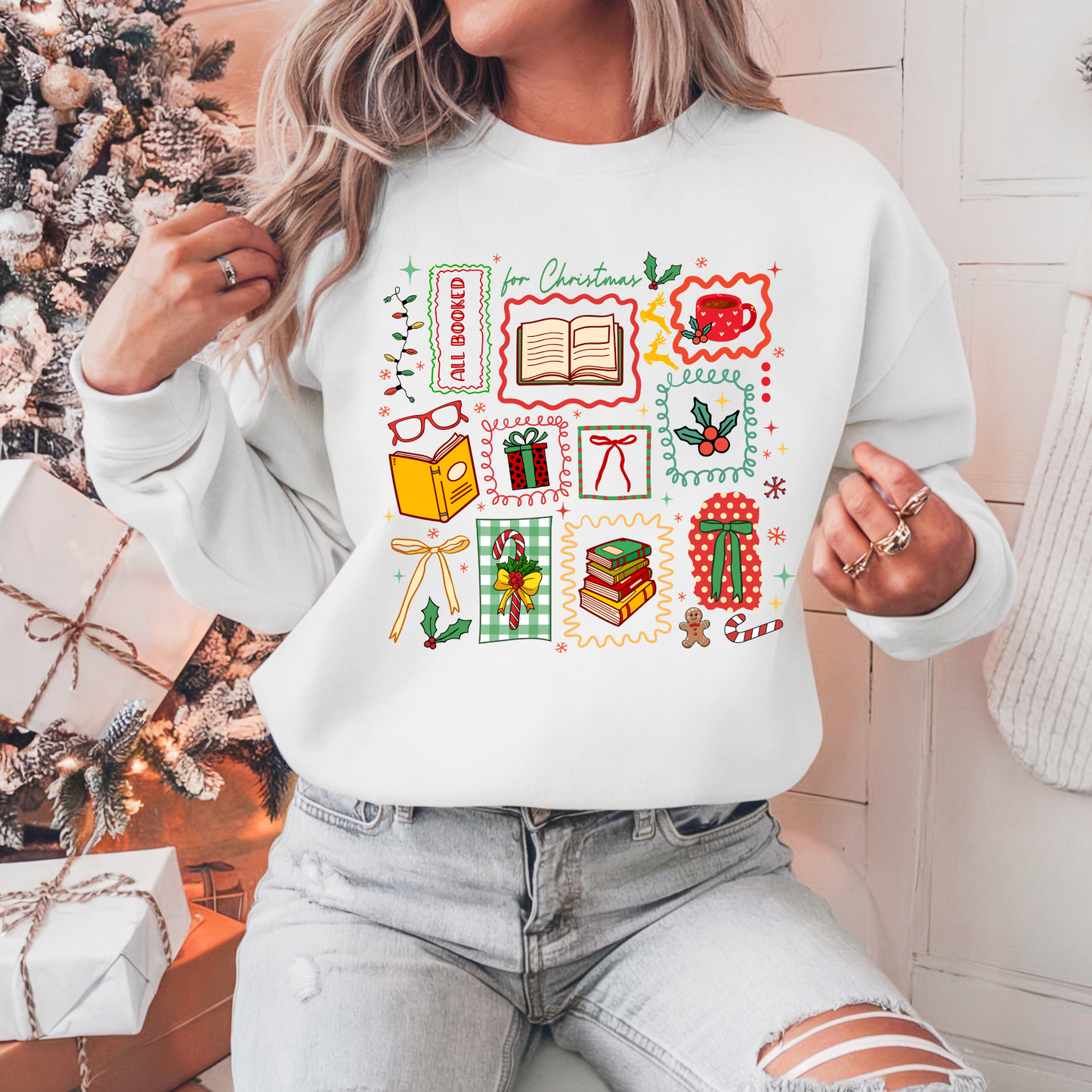Bookish Christmas Doodles Crewneck