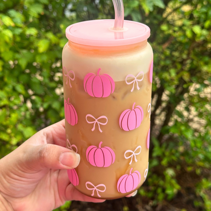 Pink Coquette Pumpkin Glass