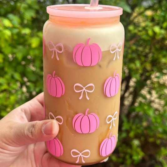Pink Coquette Pumpkin Glass
