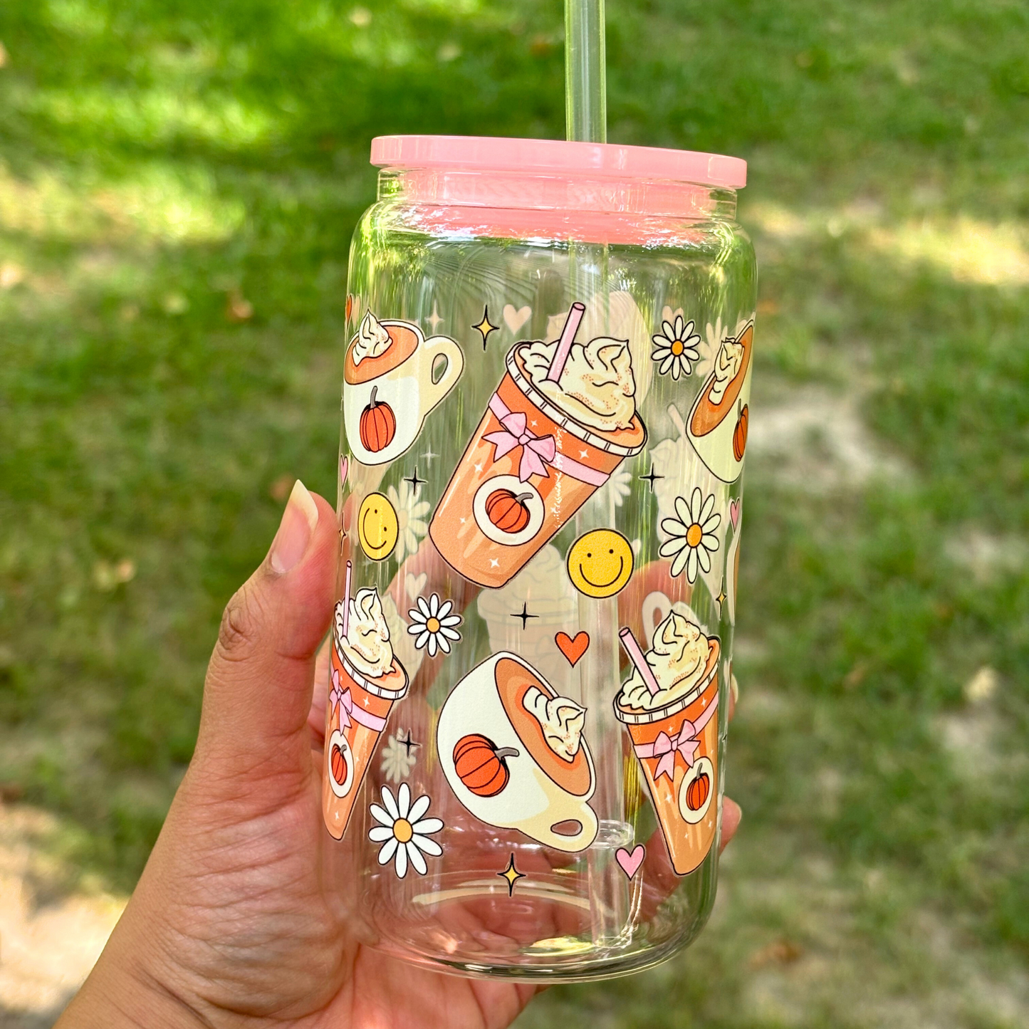 Pumpkin Spice Coffee Glass Cup