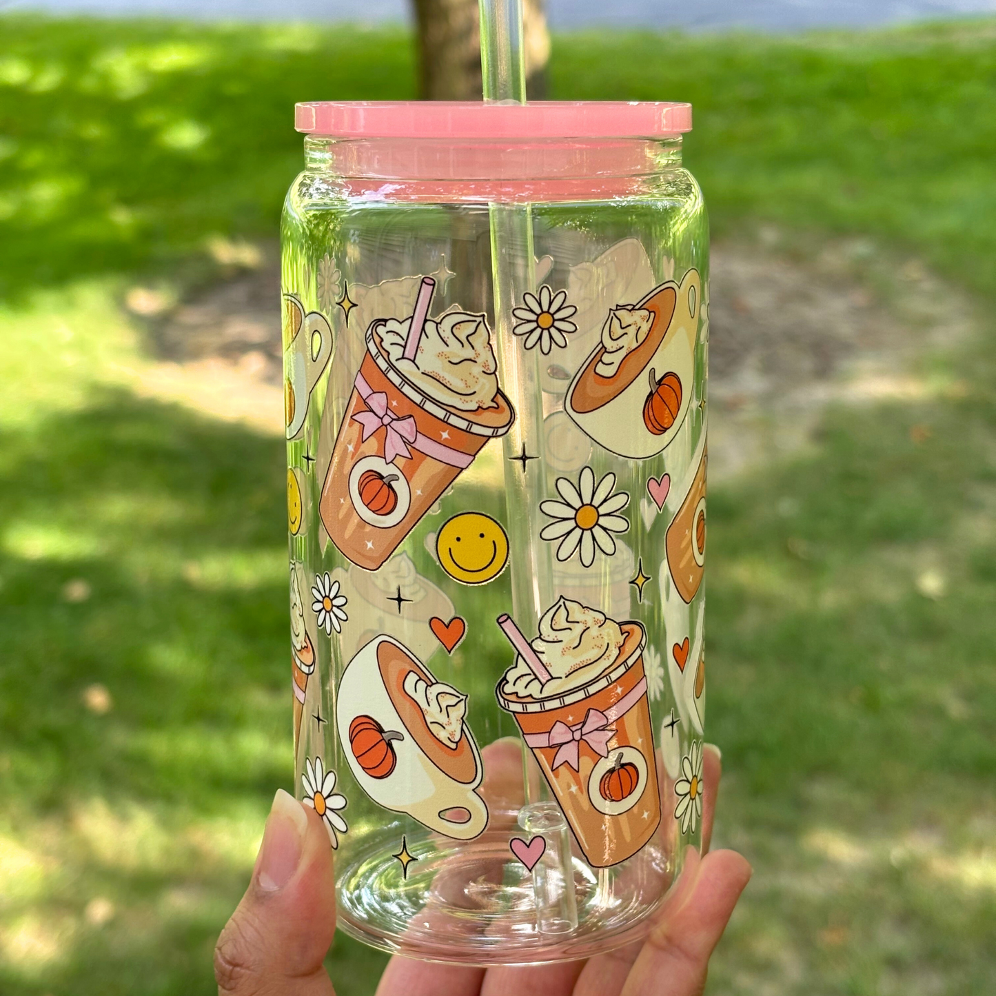 Pumpkin Spice Coffee Glass Cup