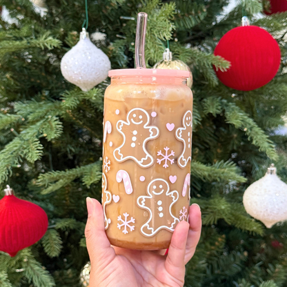 Pink Gingerbread Glass Cup