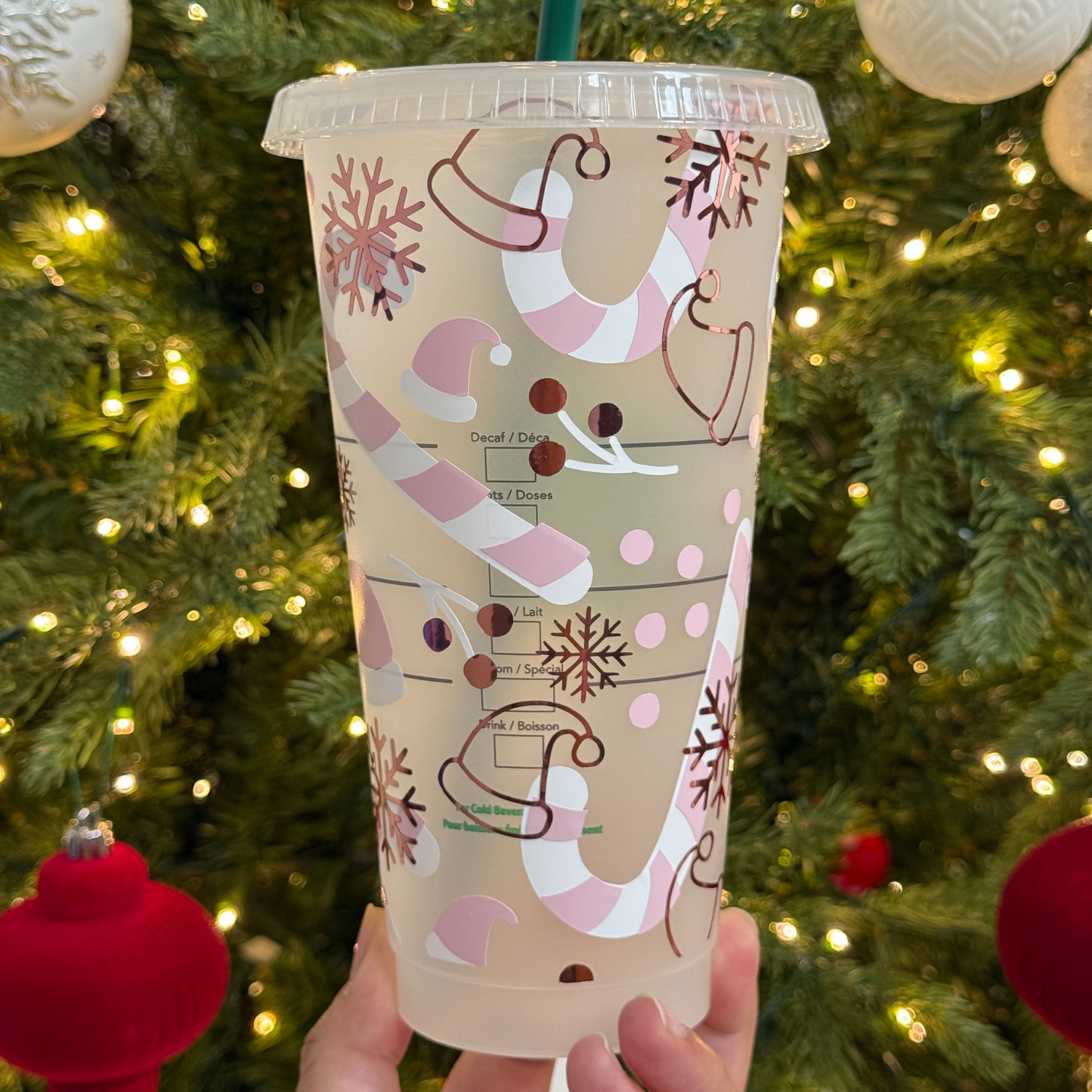 Pink Candy Cane Starbucks Cup