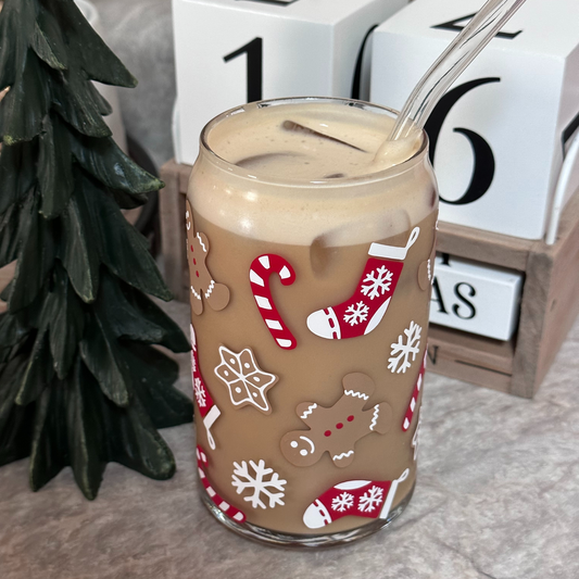 Christmas Gingerbread Glass Cup