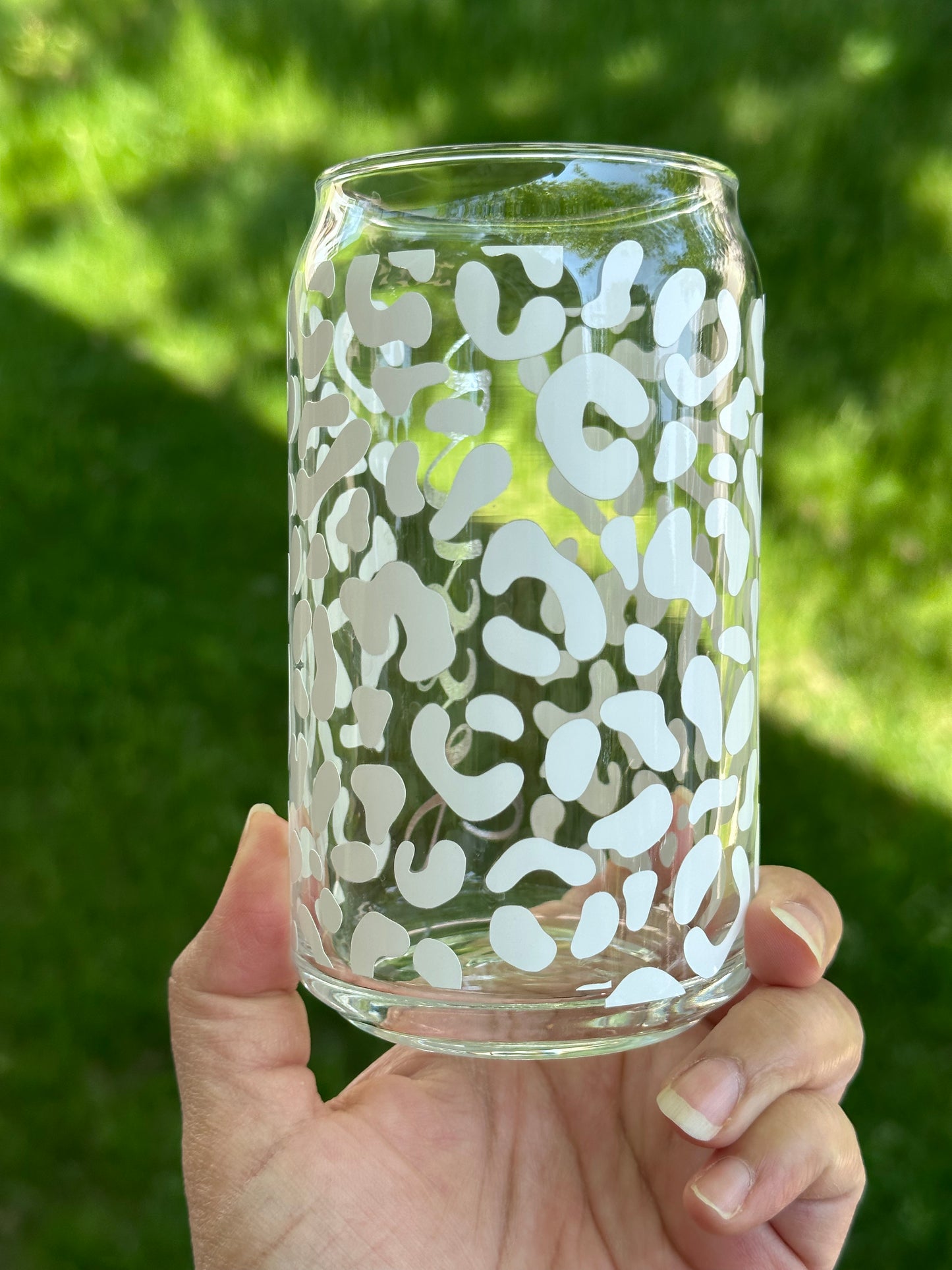 Leopard print glass cup